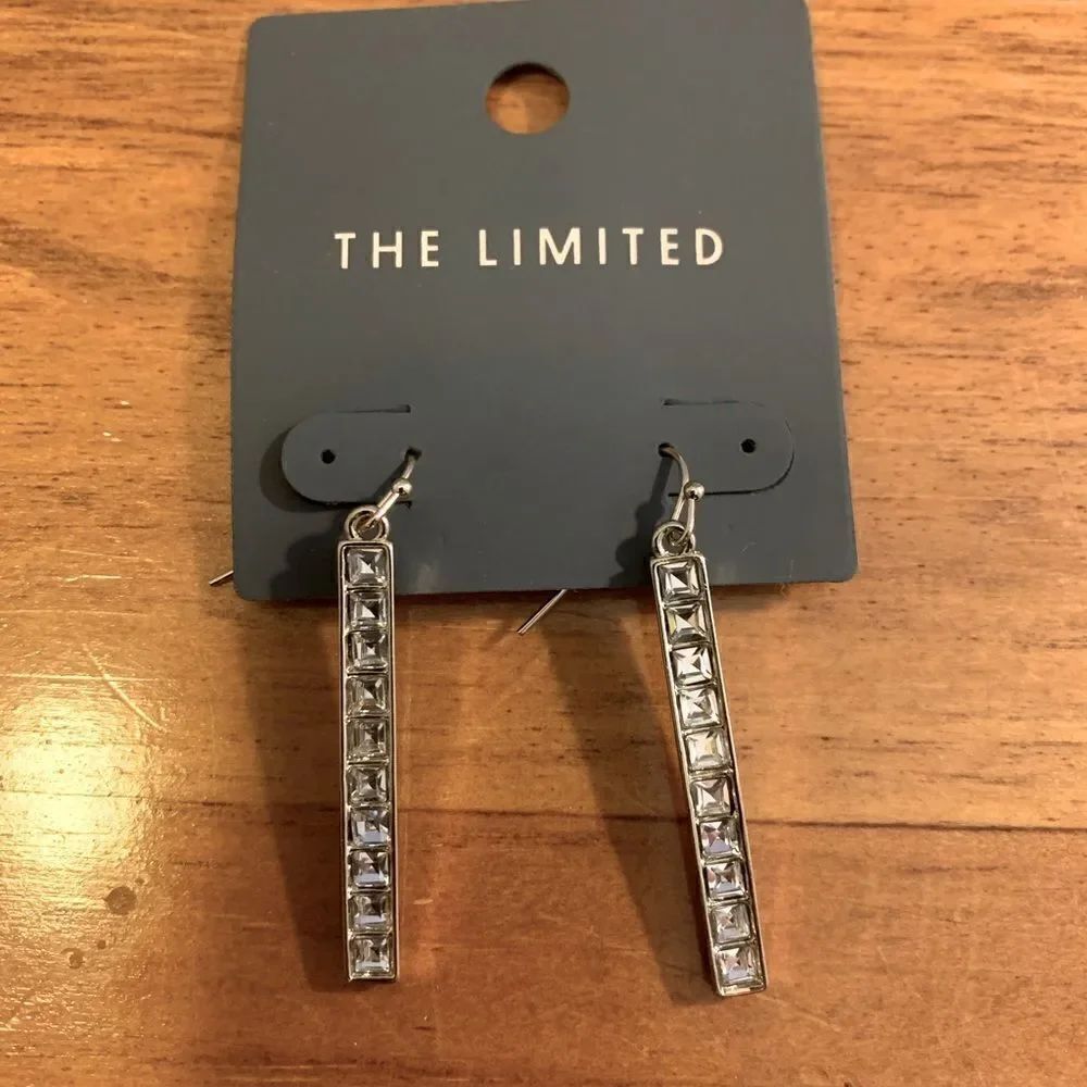 The Limited long dangle earrings rhinestones gold